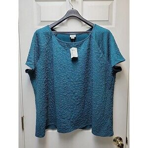 Jacqueline Smith Womens Plus Size 3X Top Green Jacquard Stretchy - NEW with Tag